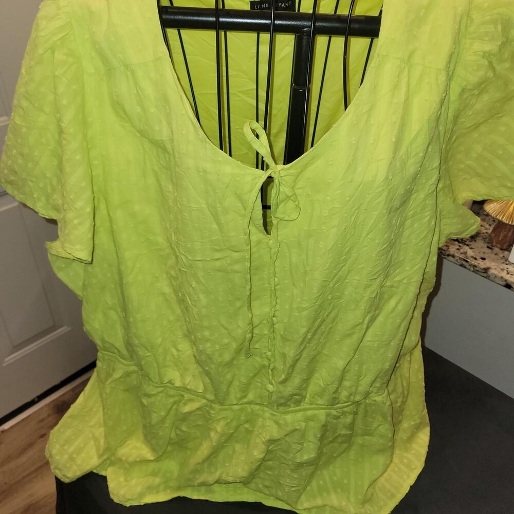 Lane-bryant Women's Green and Yellow Blouse